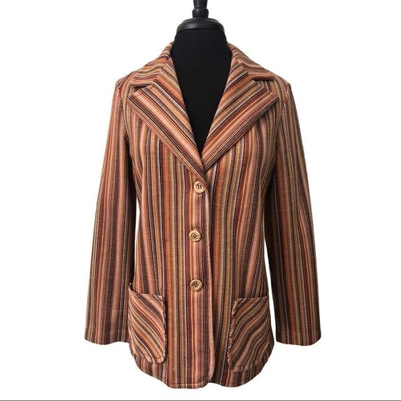 Ted Martin Jackets & Blazers - 𝅺striped Notch Collar Retro Three Button Blazer